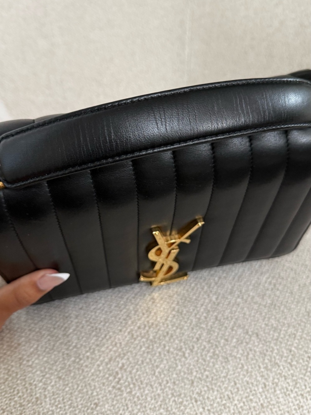 Large Vicky Saint Laurent Black Quilted Top Handle Satchel with Gold YSL - Picture 10 of 16